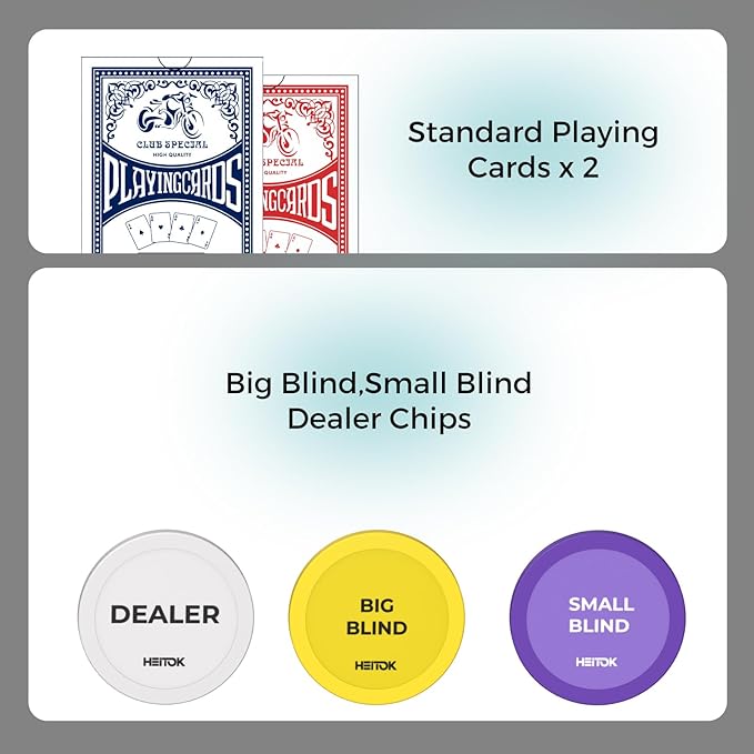 Poker Set with Numbered Chips 1000-pcs for Card Board Game, 11.5g Weight with Playing Cards for Texas Hold'em, Blackjack Gambling, Late Night Poker Games