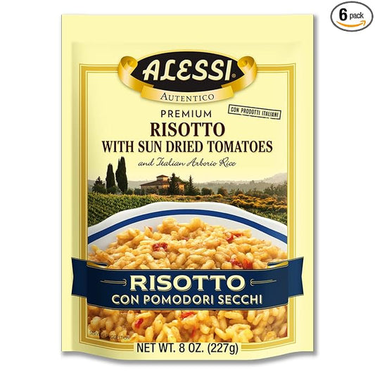 Alessi Autentico, Premium Seasoned Risotto, Italian Arborio Rice, Easy to Prepare, 8oz (Sun Dried Tomato, Pack of 6)