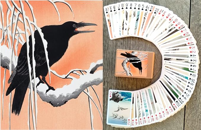 Stunning Birds Playing Cards (Poker Deck 54 Cards All Different) Vintage Antique Japanese Engraving Watercolor Illustration by Koson Ohara