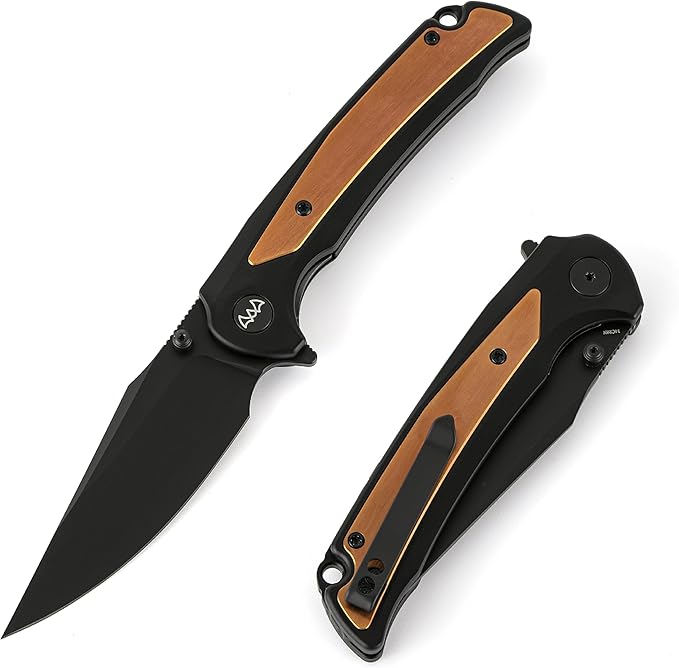 EDC Pocket Knife, 3.6" 14C28N Aluminium With Steel Inlay Handle, Folding Knife for Camping Hiking Hunting Outdoor