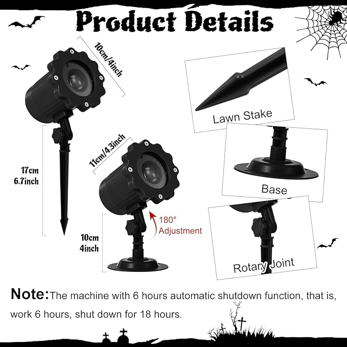 Treela Halloween Projector Lights Outdoor Indoor Dynamic Ghost Skull Lights Decoration Outside LED Landscape Lamp for Holiday Garden Supplies(Red,Skull)