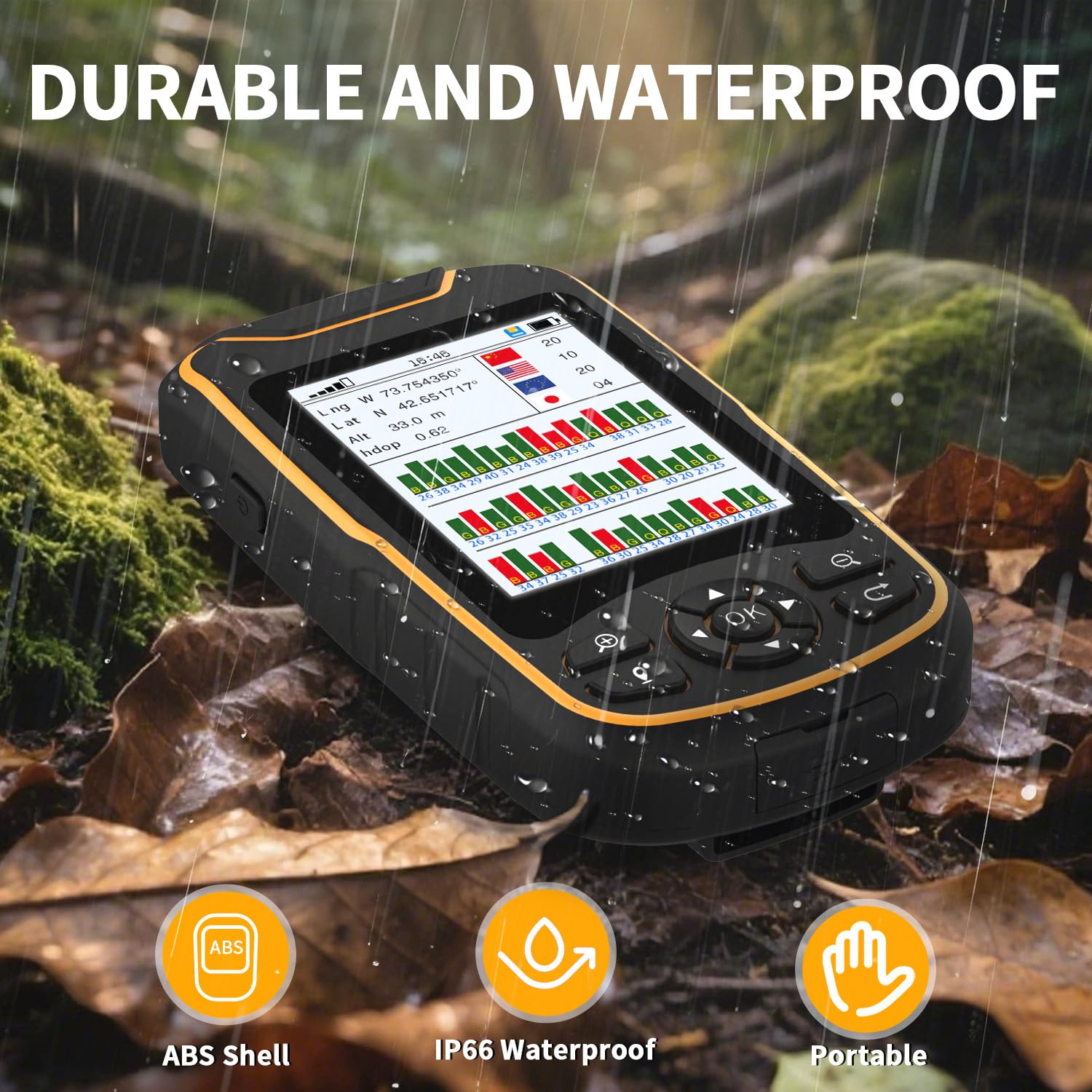 Handheld GPS for Hiking, Rugged and Waterproof Handheld GPS Navigator, 3.2" Sunlight Readable
