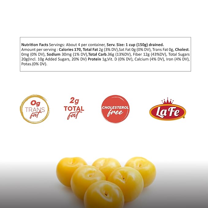 La Fe Conserva Nance in Syrup - Nance Fruitas, Latin American Tropical Fruit, Preserved Exotic Yellow Cherry, Super Fruit Rich in Fiber, Vitamin A & C, Calcium & Iron, 32oz ??2 Pack