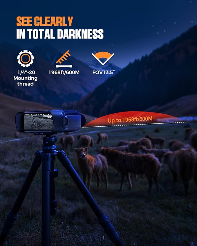 CIGMAN 4K Night Vision Goggles, 3.99" Large Screen, 5000mAh Battery, f/1.0 Large Aperture, 32GB Memory Card for Photos and Videos, Flashlight, 5X Zoom, Compass