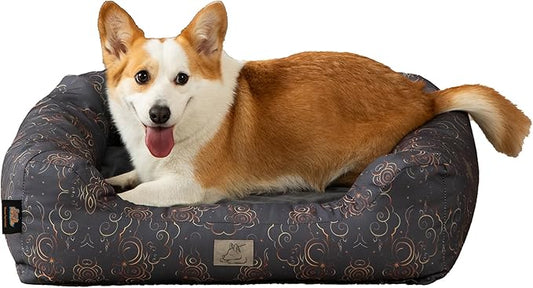 Furry's Paradise Foam Cuddler Waterproof Bolster Pet Bed with Reversible Cushion, Recycled Fibers and Non-Slip Bottom. (in The Clouds, Orthopedic Small)