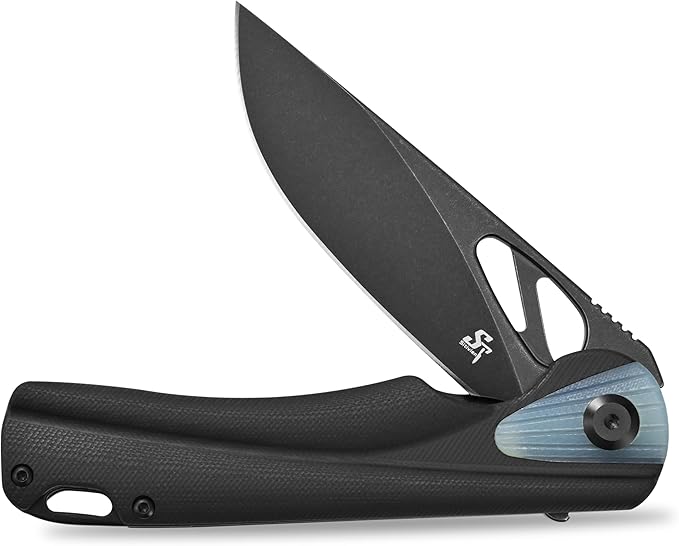 Sitivien ST165 Folding Knife,K110 Steel Blade with G10 Handle EDC Tool Knife Pocket Knife for Outdoor Camping,Hiking,Fishing(Black)