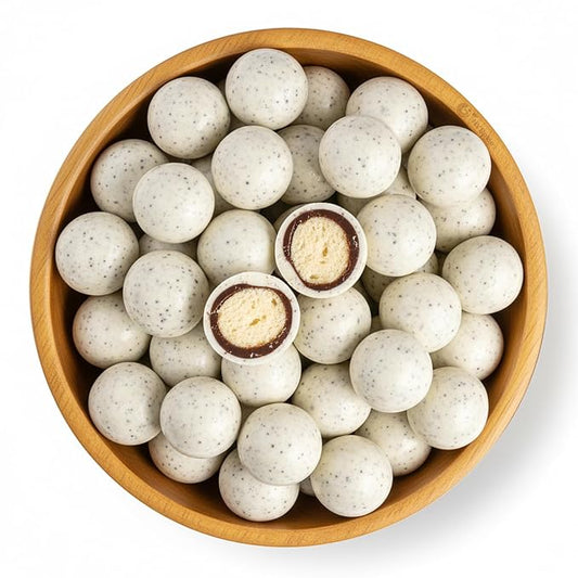 NY Spice Shop Cookies & Creme Chocolate Malt Balls Party Decorations - 1 Pound Malted Milk Ball Candy Birthday Gifts - Chocolates Malted Milk Balls - Dark Chocolate Malt Ball Holiday Snacks