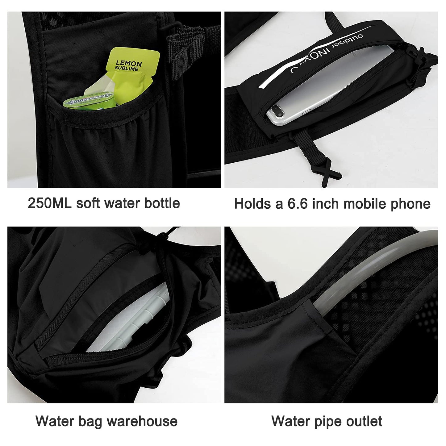 INOXTO Running Hydration Vest Backpack,Lightweight Insulated Pack with 1.5L Water Bladder Bag