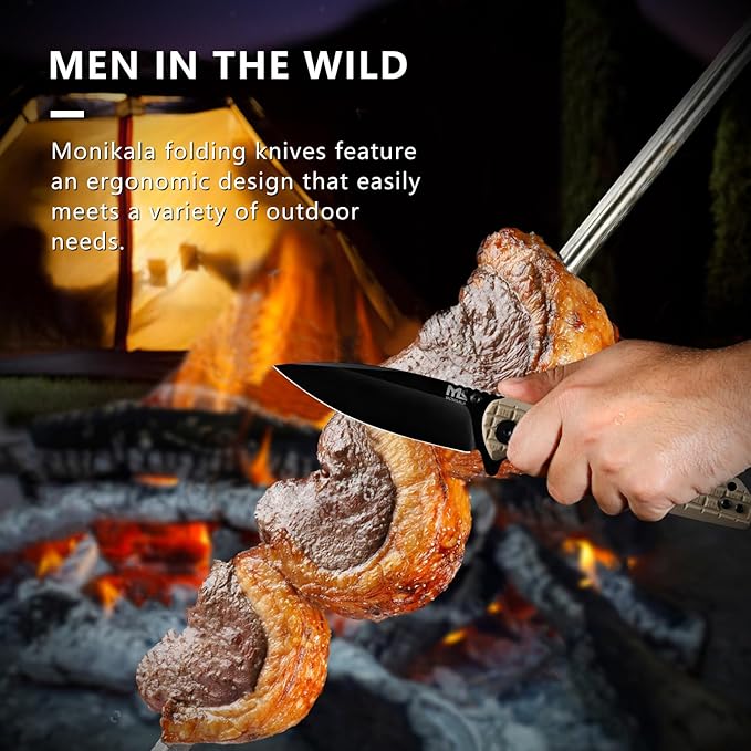 Folding Knife – 3.5-inch D2 Steel Folding Pocket Knife, G10 Handle, One-Handed Opening and Closing, Ceramic Ball Bearings, Deep Pocket Clip, Suitable for Outdoor, EDC (brown)