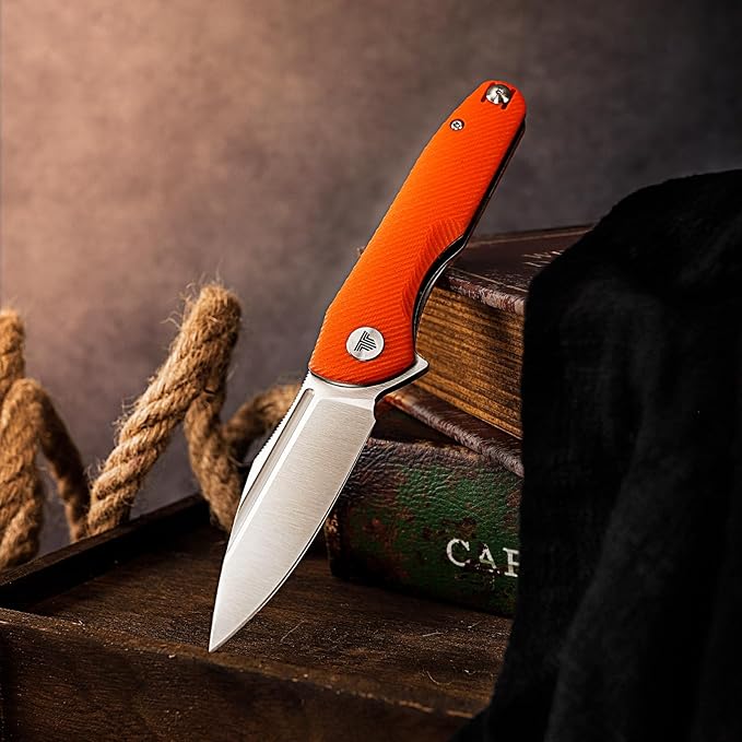 Knives，Folding EDC Knife for Men，Pocke Flipper Knife with Clipï¼?.26" 14C28N Steel Blade（Satin），G10 Scales for Outdoor Camping Tool - Antliae-03OG