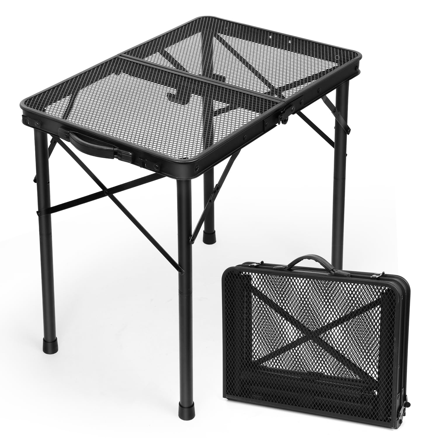 2 Ft Folding Camping Table, Adjustable Height 10.6-22 in, Small Grill Table
