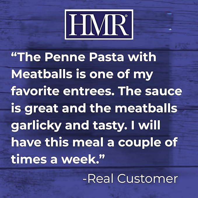 HMR Penne Pasta with Meatballs Entrée | Pre-packaged Lunch or Dinner to Support Healthy Eating | Ready to Eat | 12g of Protein | Low Calorie Food | 8oz Serving per Meal | Pack of 6