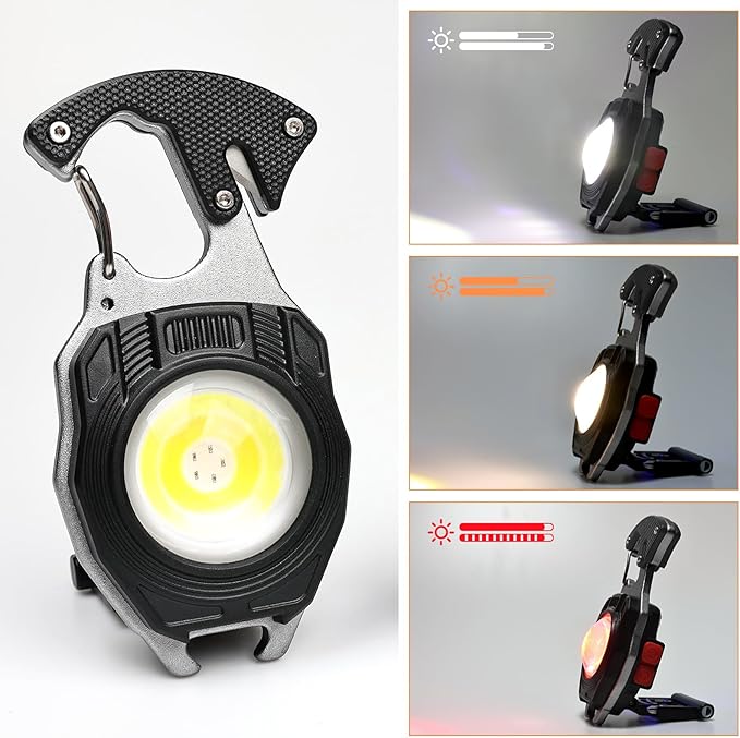 MAKDAK Keychain Flashlight Rechargeable Cob Keychain Work Light 7 Modes 1600Lumen High Lumen Flashlights for Emergencies,EDC (Black)