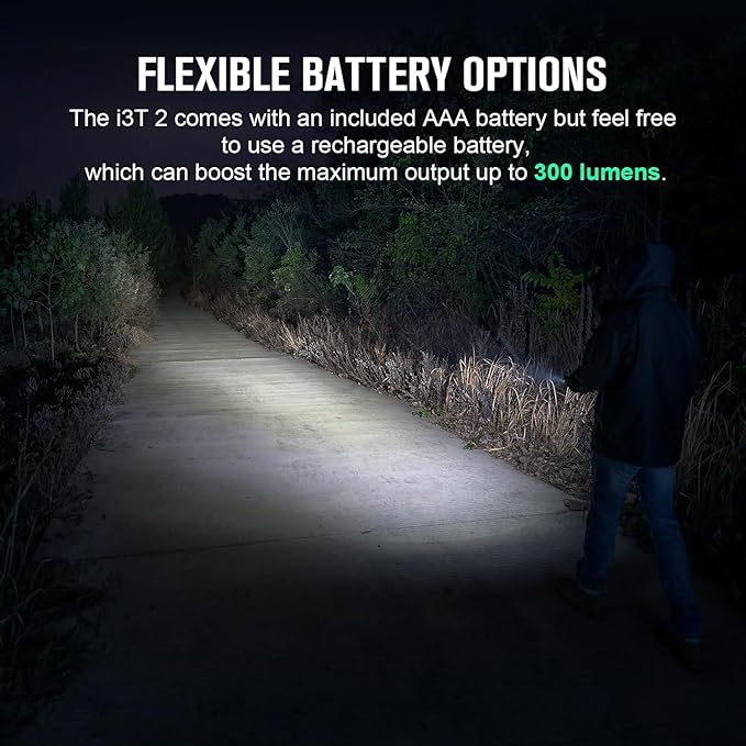 OLIGHT I3T 2 EOS Pocket EDC Flashlight, 200 Lumens Compact Bright Handheld Flash Lights, Dual-Output Tail Switch with AAA Battery and Two-Way Pocket Clip for Camping and Hiking (Black)