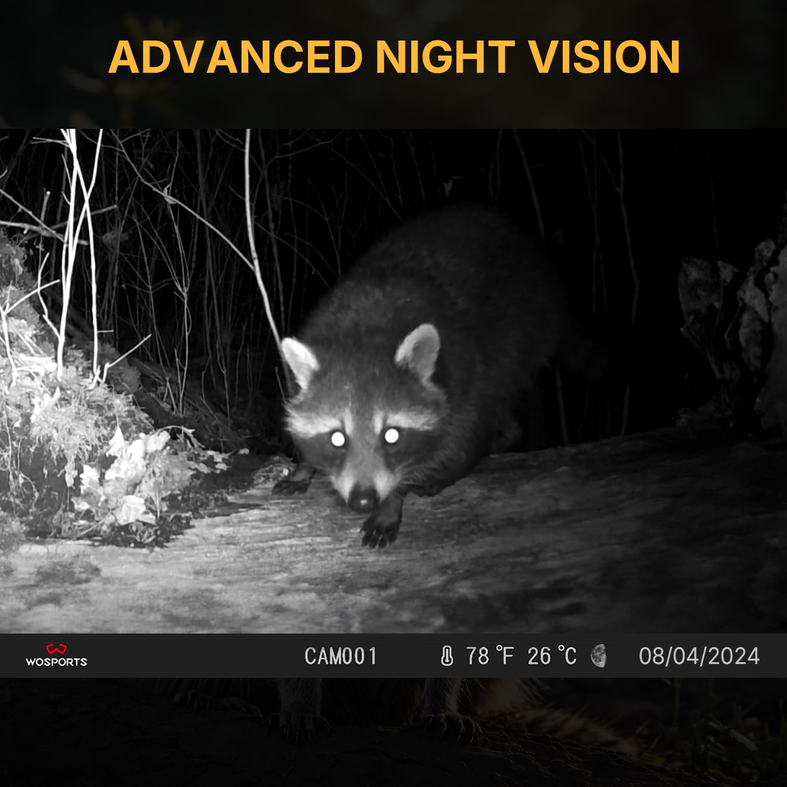 WOSPORTS Mini Trail Camera 24MP 1080P HD Game Camera with Night Vision Motion Activated