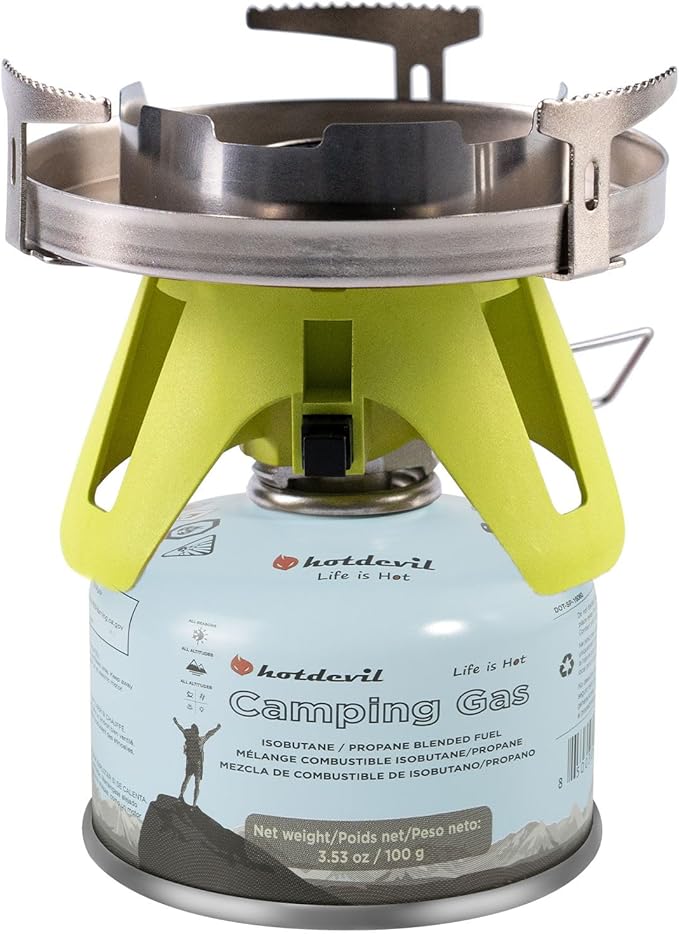 Hotdevil Bottletop Propane Camping Stove Portable 1-Burner Adjustable Stove with Wind Baffles Pressure Regulator equivalent to Gas One Great for Outdoor Hiking Cooking Backpacking campingï¼? More