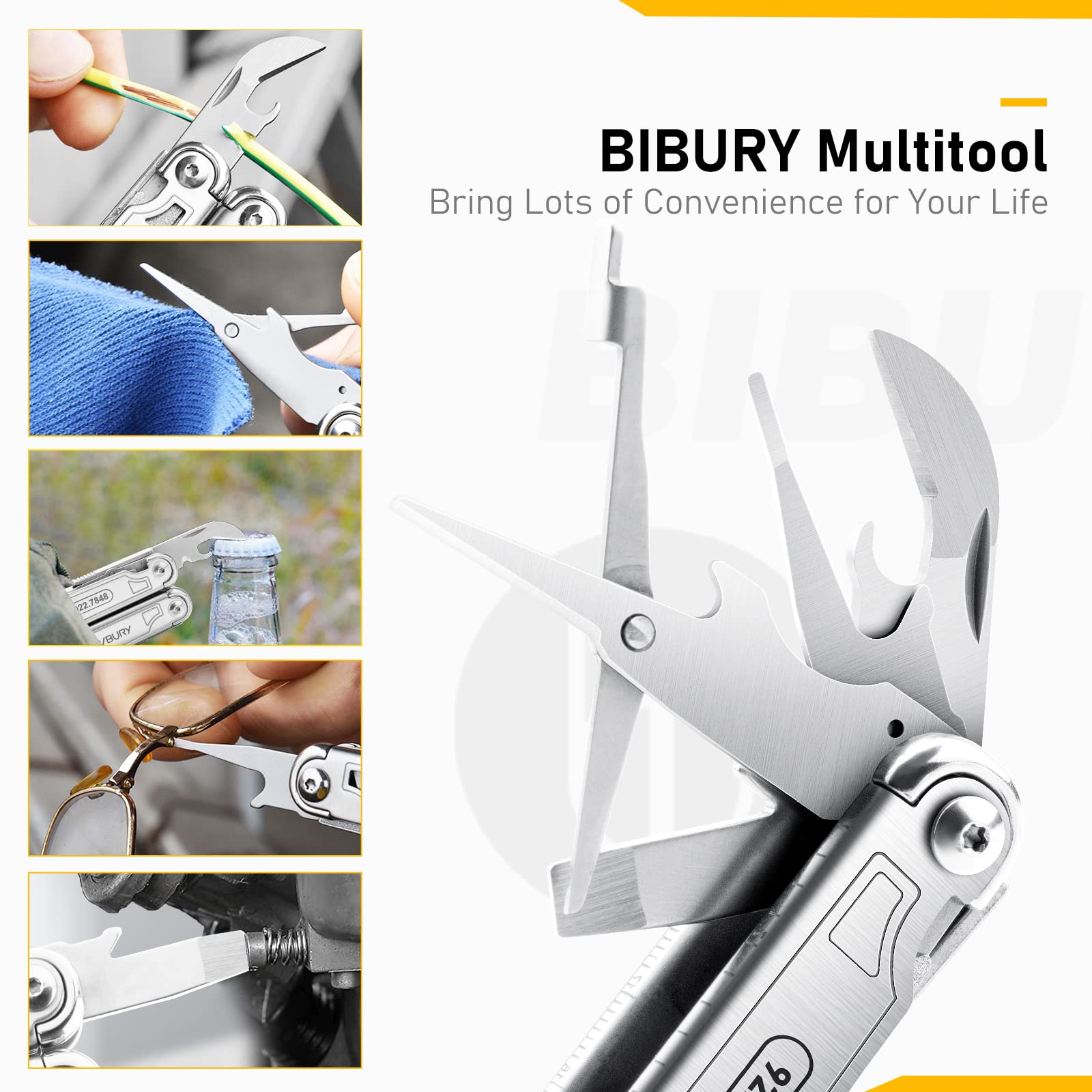 BIBURY 19-in-1 Multitool Pliers with Pocket Knife & Pocket Clip, BI2038A