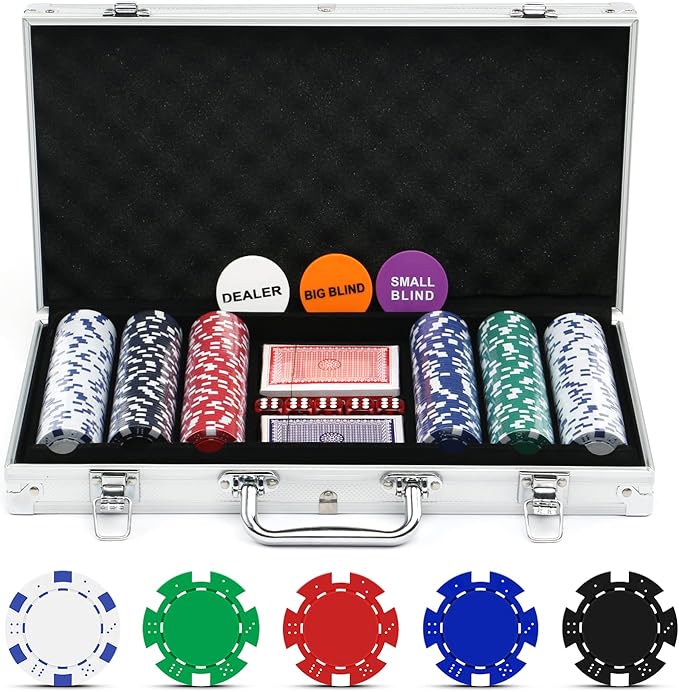 NOLIE Casino Poker Chip Set 200 300 PCS with Aluminum Case for Gambling(11.5 Gram)