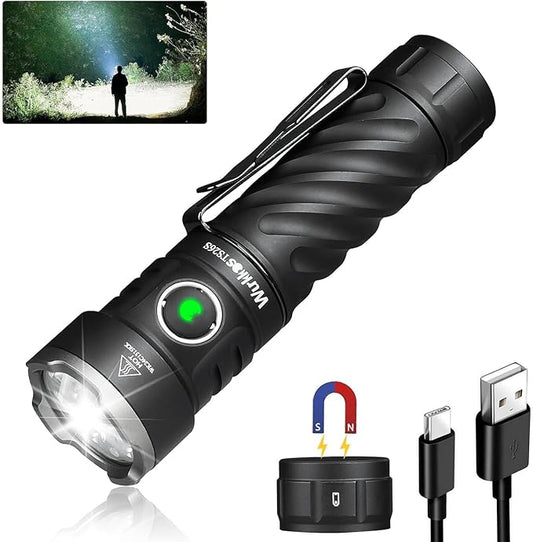Wurkkos TS26S Rechargeable Flashlight,3100 High Lumens LED Flashlight 95CRI,Magnetic Tail Cap,191 Meters 5000K Boost Constant Current,IP68 Waterproof for Dog Walking,Camping,Emergency