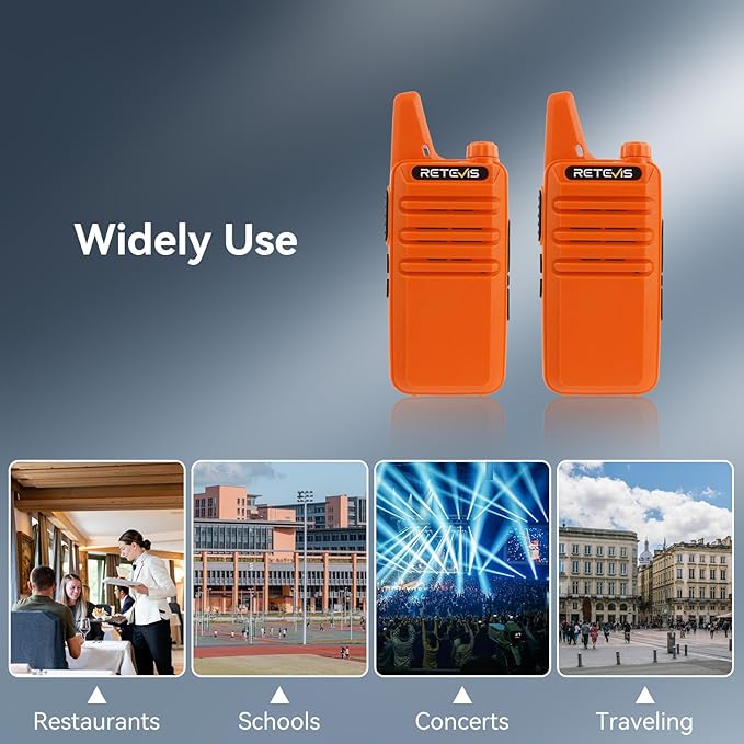 Retevis RT22 Rechargeable Walkie Talkies, Long Range Two Way Radio for Adults, Portable Handheld Radio, Voice Activated, Emergency Alarm, Upgraded Type-C Charing, Outdoor Hiking Travel(4 Pack, Orange)
