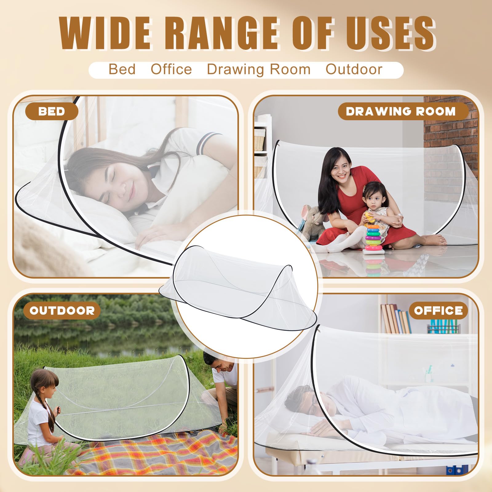 Vincreem 2 Pcs Mosquito Netting for Camping Bed 78 * 31 * 22 Inch, White