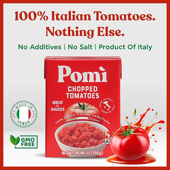 Pomì Chopped Tomatoes 26.46oz (Pack of 12) - Non-GMO, Gluten-Free, BPA-Free - 100% Fresh Italian Tomatoes for Sauces, Pasta & Pizza, Canned Tomatoes Alternative