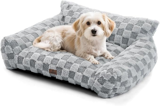Cat Bed Cat Couch for Puppy and Kitten, Fluffy Pet Sofas Medium Dog Sofa Bed, Supportive Cats Sofa for Indoor Cats, Washable Cover & Non-Slip, 32 inch, Grey