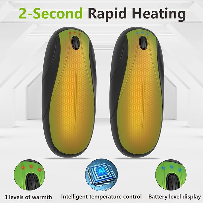 Hand Warmers Rechargeable 2 Pack, 14000mAh Electric Hand Warmers with Charging Case, Quick Charge Portable Heater,Gifts for Christmas, Winter, Outdoor, Camping, Hunting Accessories