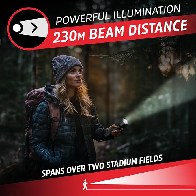 Energizer LED Flashlight Vision PRO, Ultra Bright 1000+ Lumens, IPX4 Water Resistant, Aircraft-Grade Aluminum LED Light, Rugged Metal Flash Light for Outdoors, Emergency Power Outage, Black