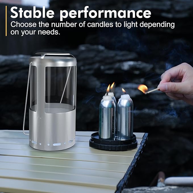 Candle Lantern, Camping Gear for Campers and Emergency Use, Without Candles (Silver)