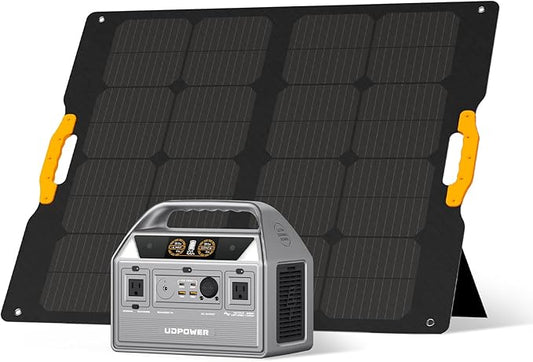 C600 Solar Generator with 120W Solar Panel - 600W Portable Power Station(Surge 1200W) AC Output, 595Wh LiFePO4 Battery, for Camping, Travel, RV, Emergency Power Backup(Grey)