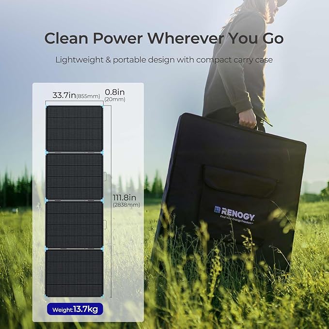 Renogy 400 Watt Solar Panel Suitcase, Portable Foldable Solar Panels for Power Station, 23% High Efficiency, Fast Installation with Sturdy Kickstands, IP67 Waterproof for RV Camping Off-Grid Blackouts