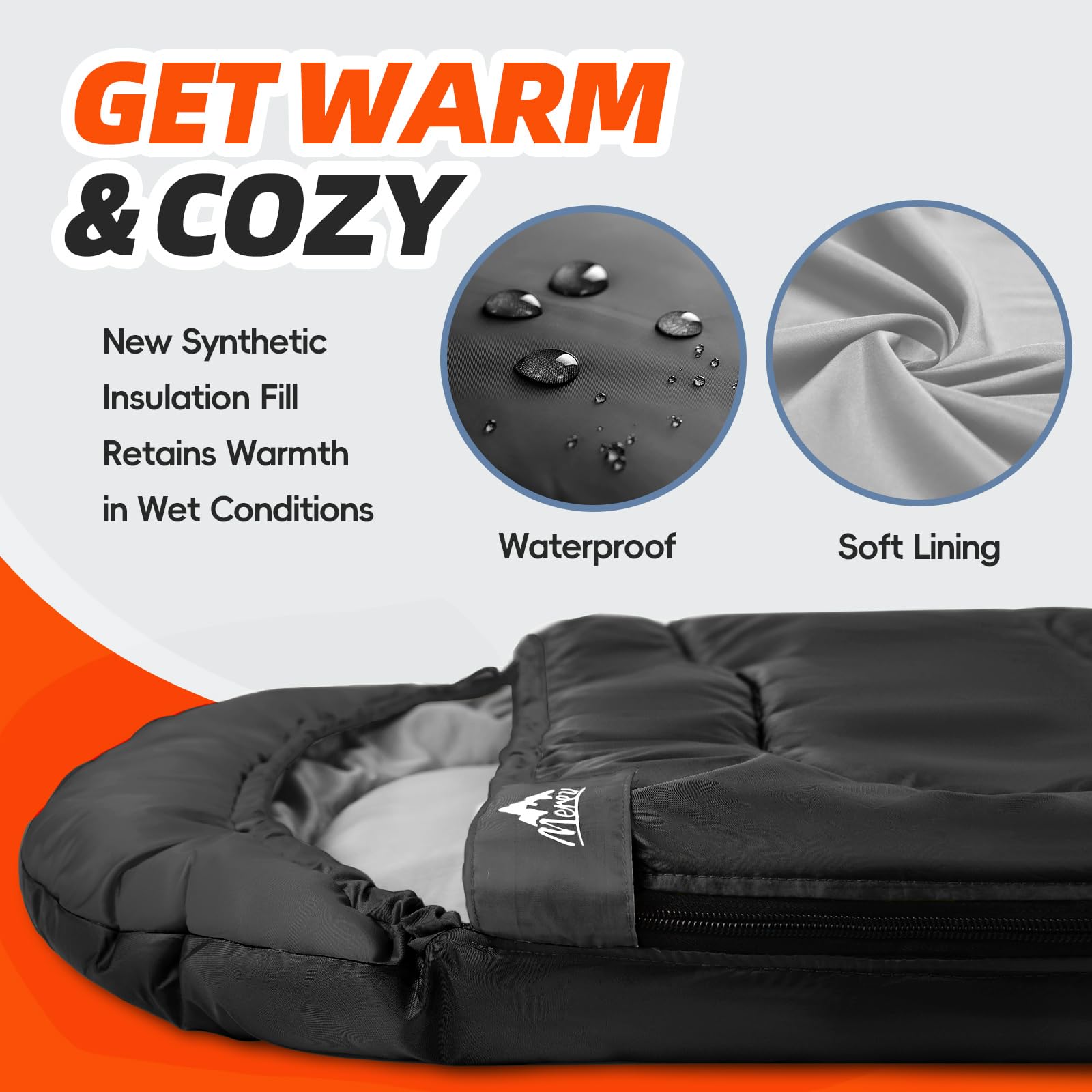 MEREZA Sleeping Bags XL for Adults Mens Large Wide Sleeping Bag for Camping & Backpacking Big and