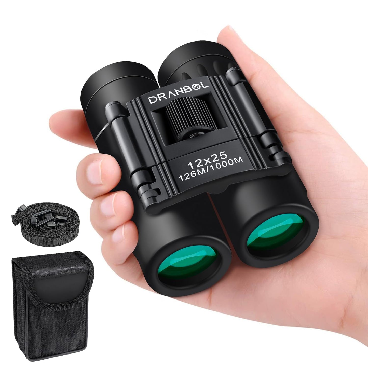 DRANBOL 12X25 Mini Pocket Binoculars for Adults Kids, Small Compact Binoculars for Bird Watching