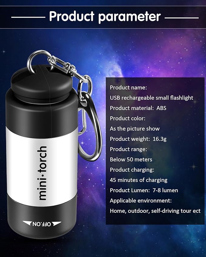 Mudder 12 Pieces Mini Keychain Flashlight Rechargeable Operation Christmas Bulk Plastic Small Torch Flashlight Handheld LED USB Rechargeable Waterproof for Camping Hiking Favor(White Light in White)
