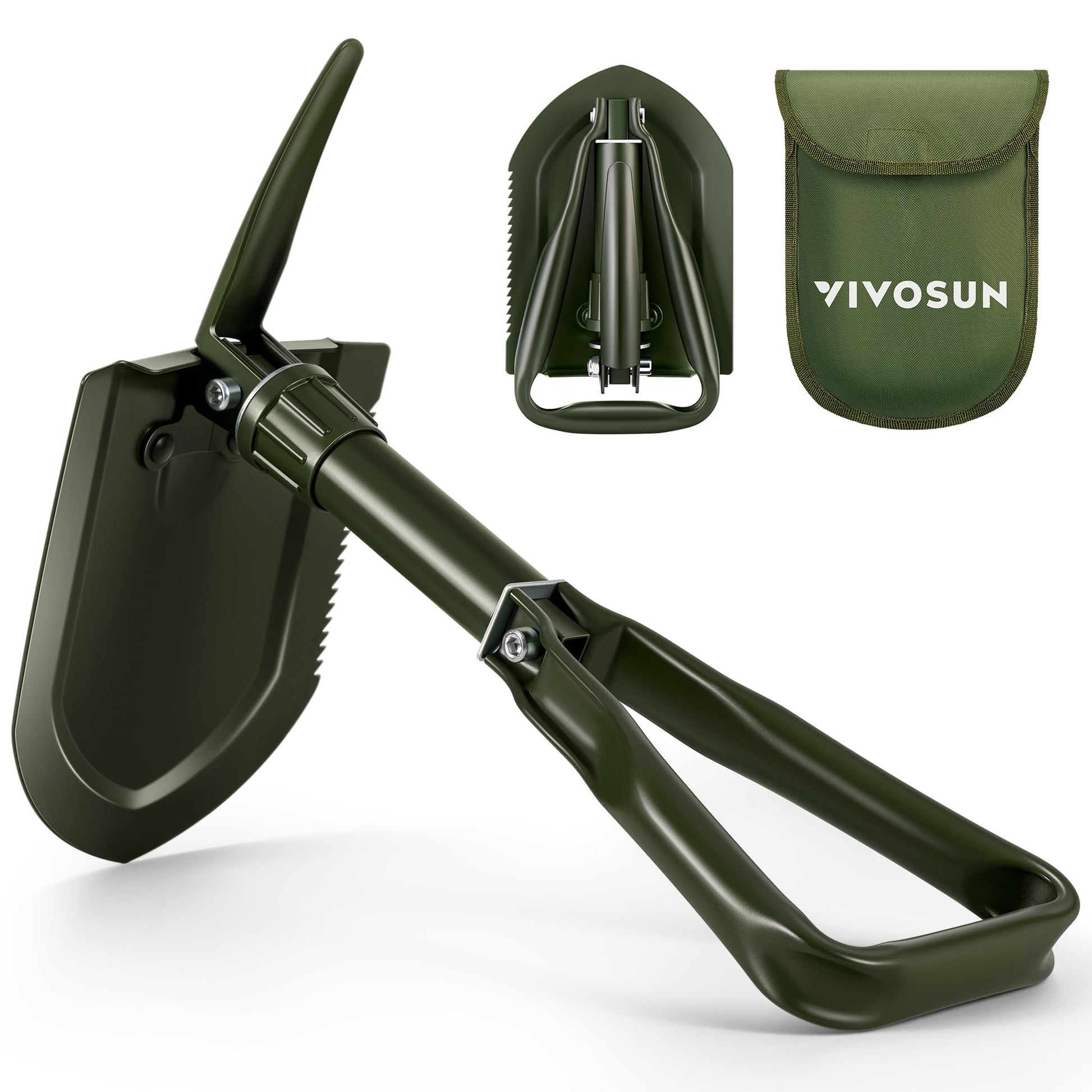 VIVOSUN Folding Camping Shovel, 22'' Survival Shovel with High Carbon Steel