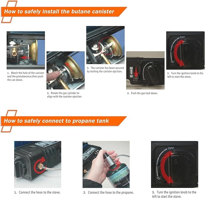 1-Burner Butane Stove included a Windblocker,10000 BTU Gas Stove Portable with Case, Automatic ignition Camping Stove,Portable Gas Stove,Precise Flame Control,Gas Burner for Cooking Outdoor