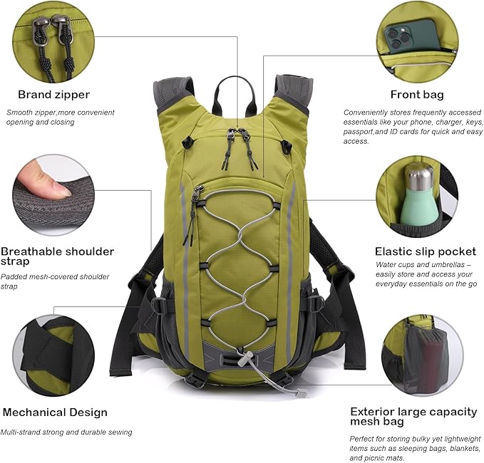 Small Hiking Backpack Lightweight Waterproof Daypack for Camping Cycling Fitness Outdoor Sports - Women Men Teens