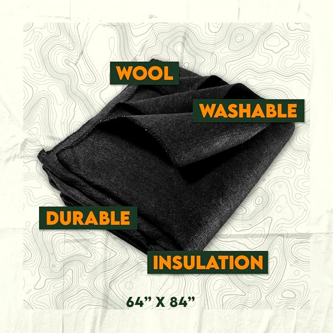 SE Black 64" x 84" 4-lb. Warm Blanket with 80% Wool - BI64845BK