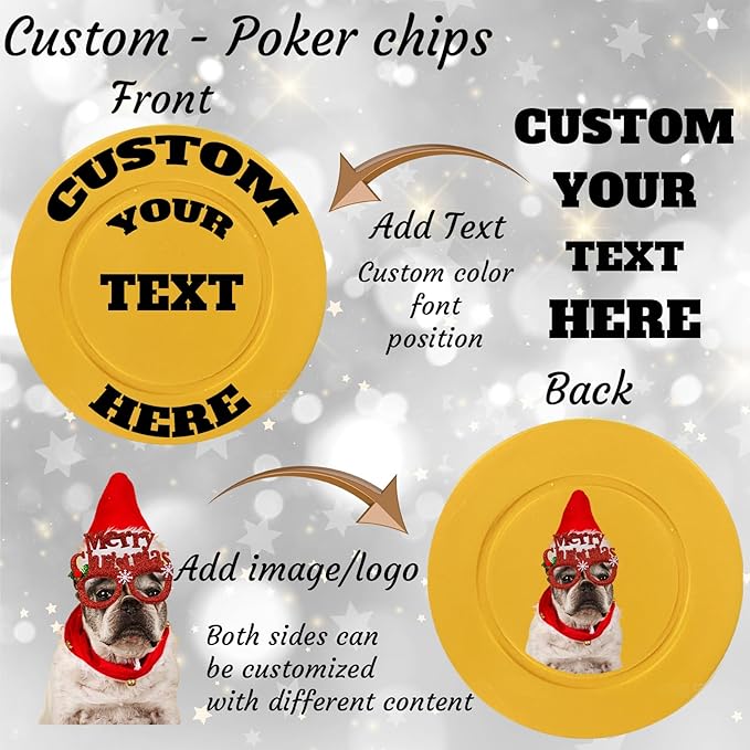 Custom Poker Chips Personalized Plastic Poker Chips with Logo Funny Parties Chips Print Your Photo or Text Golf Ball Markers for Putting Green Yellow