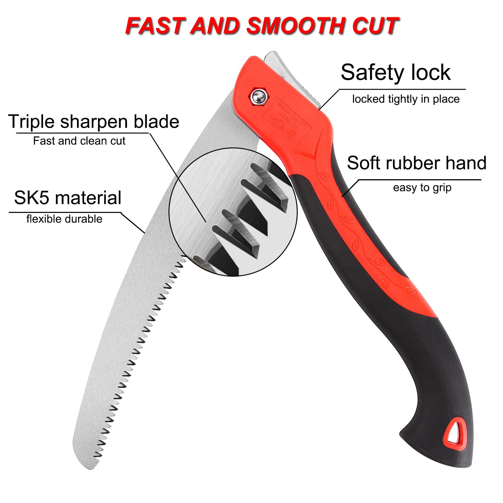 WEIMELTOY 10 Inch Pruning Saw Heavy Duty Folding Saw Camping Saw SK5 Blade