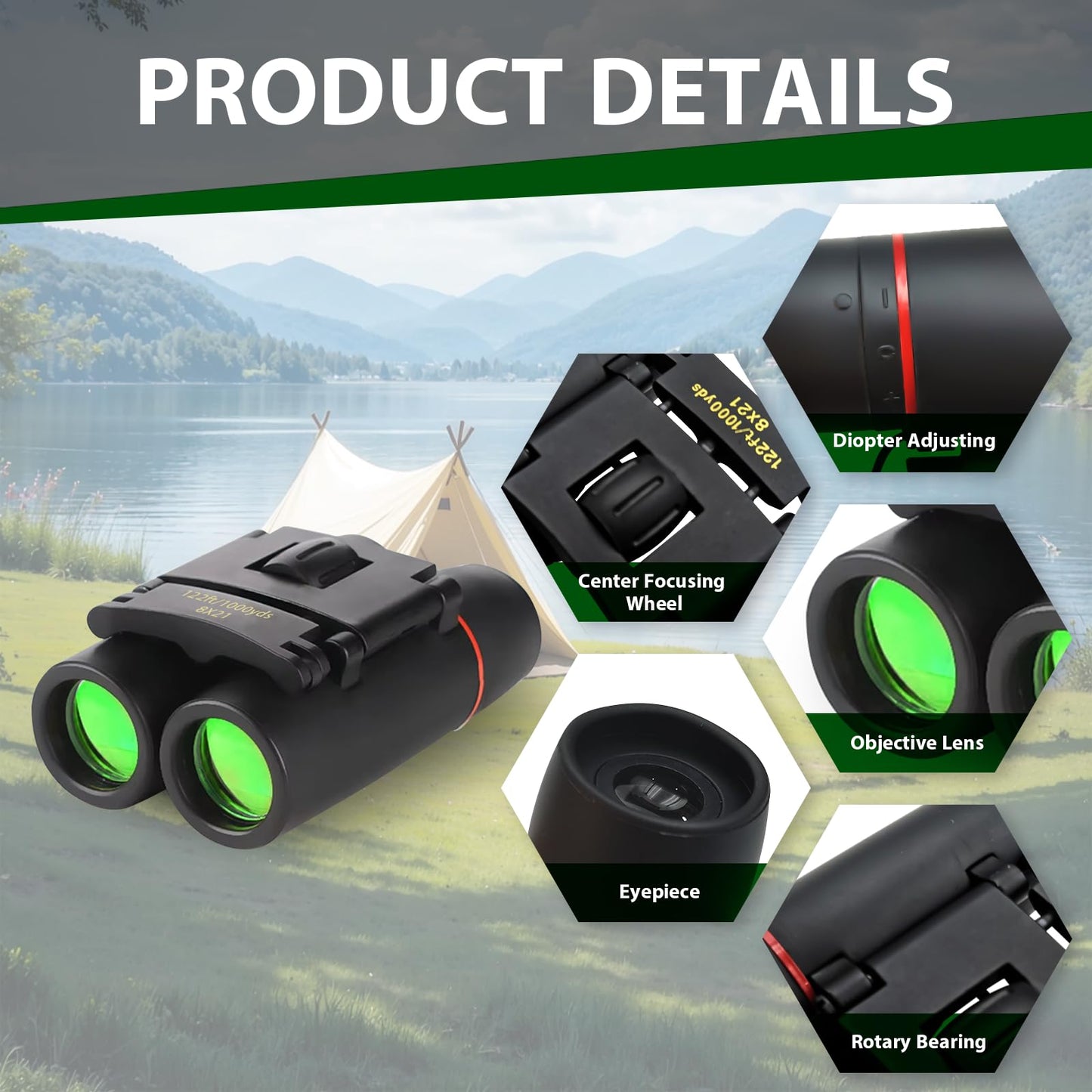 POXXU Binoculars for Adults and Kids, High Powered Compact Binoculars