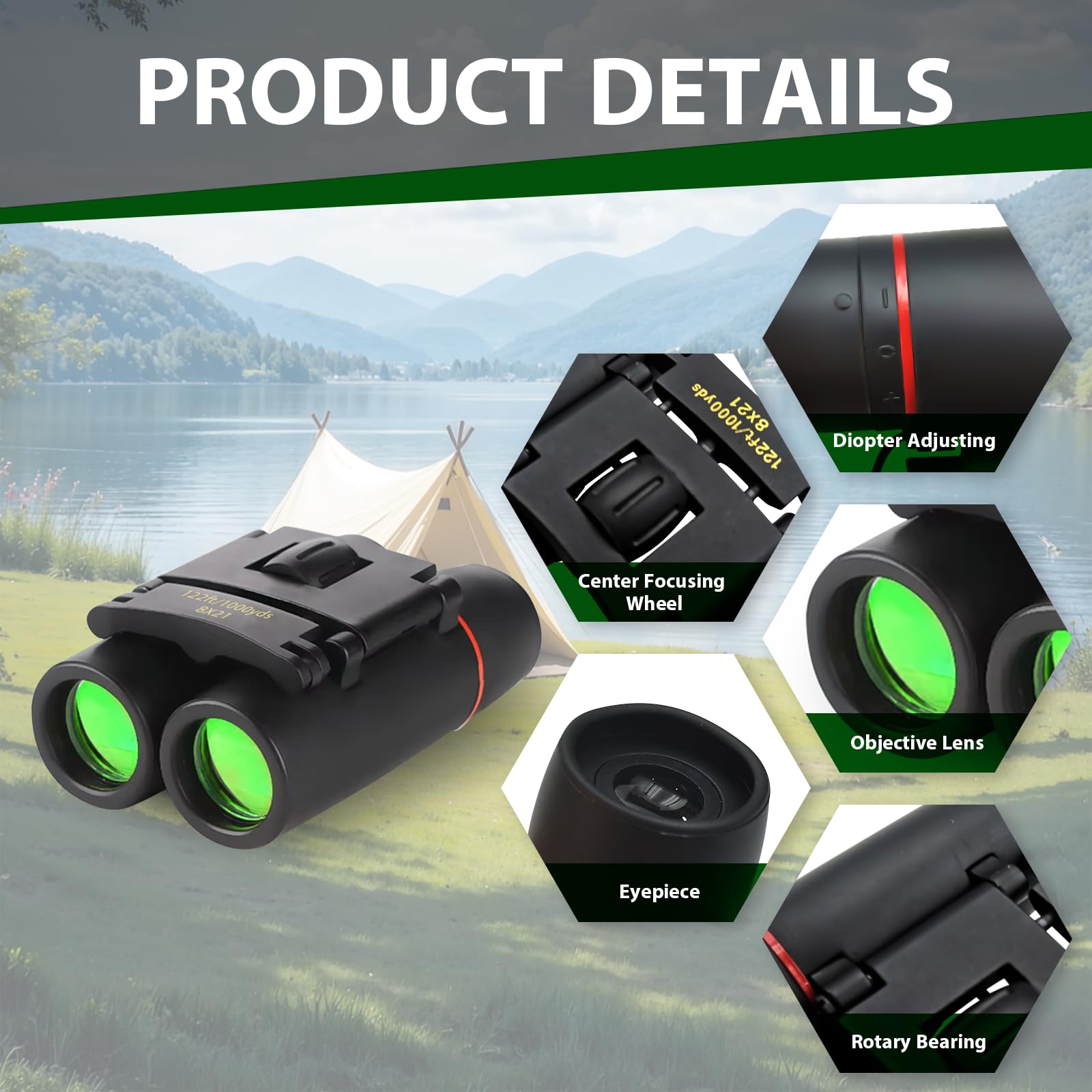 POXXU Binoculars for Adults and Kids, High Powered Compact Binoculars