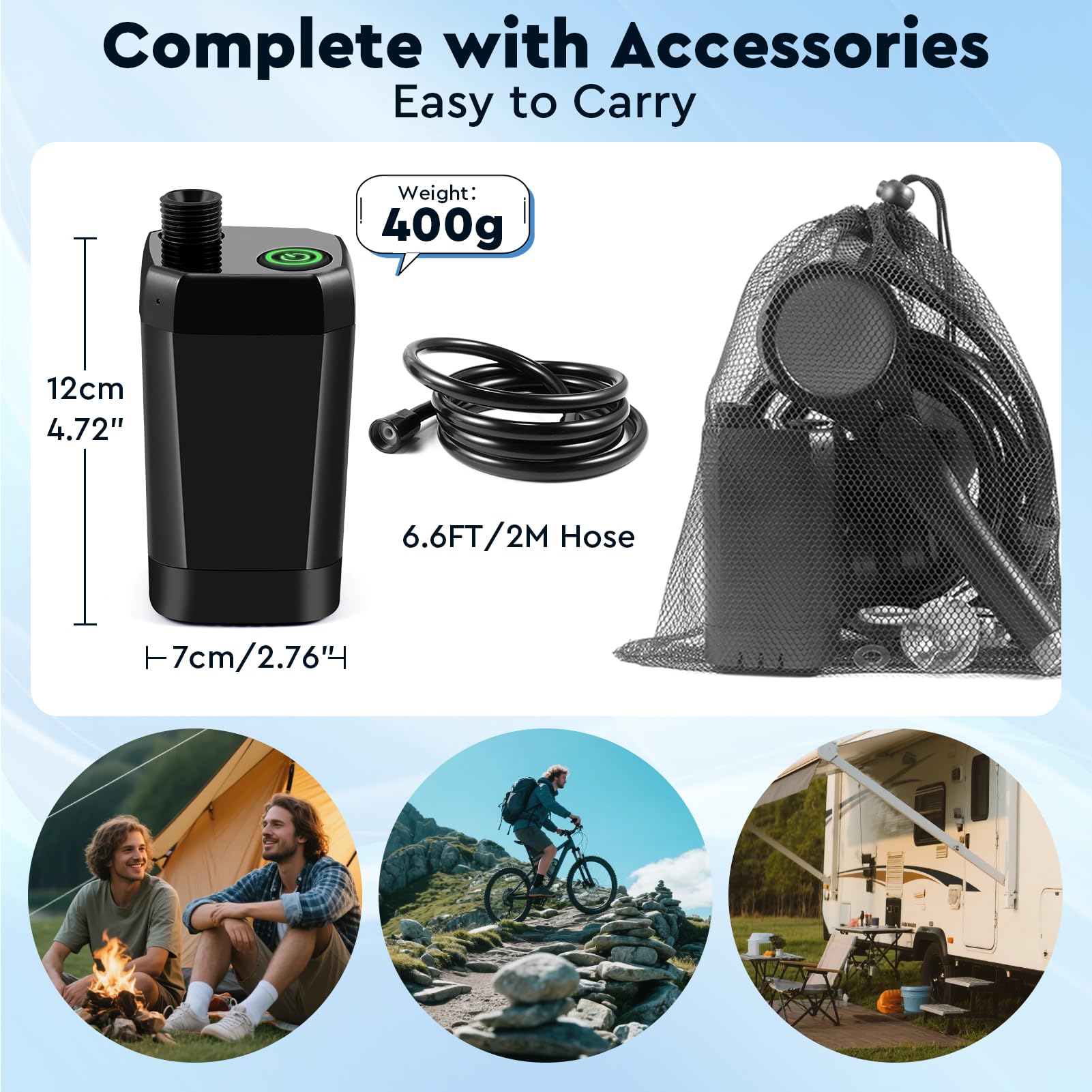 Fotgear Portable Camping Shower, 6000mAh Rechargeable Outdoor Shower Pump