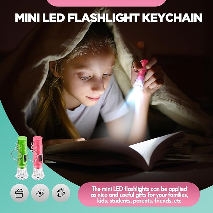 Jexine 150 Pcs Mini Flashlight Keychain, Assorted Colors Portable LED Flashlight, Handheld Plastic Keychain Flashlights, LED Key Chains for Halloween Hiking Camping Cycling Party Favor (Green Pink)