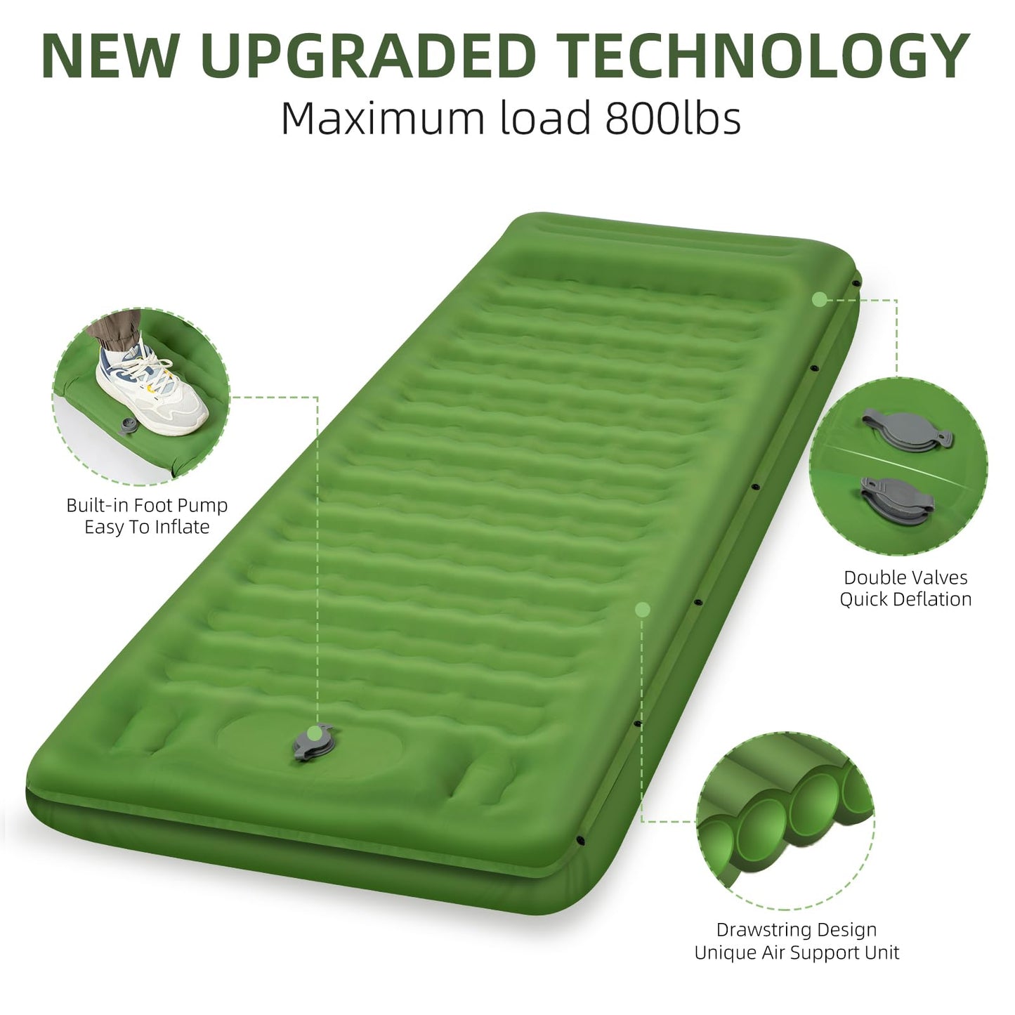 FNARMW Camping Sleeping Pad, Extra Thick 5 Inch Camping Mat with Pillow Built-in Foot Pump