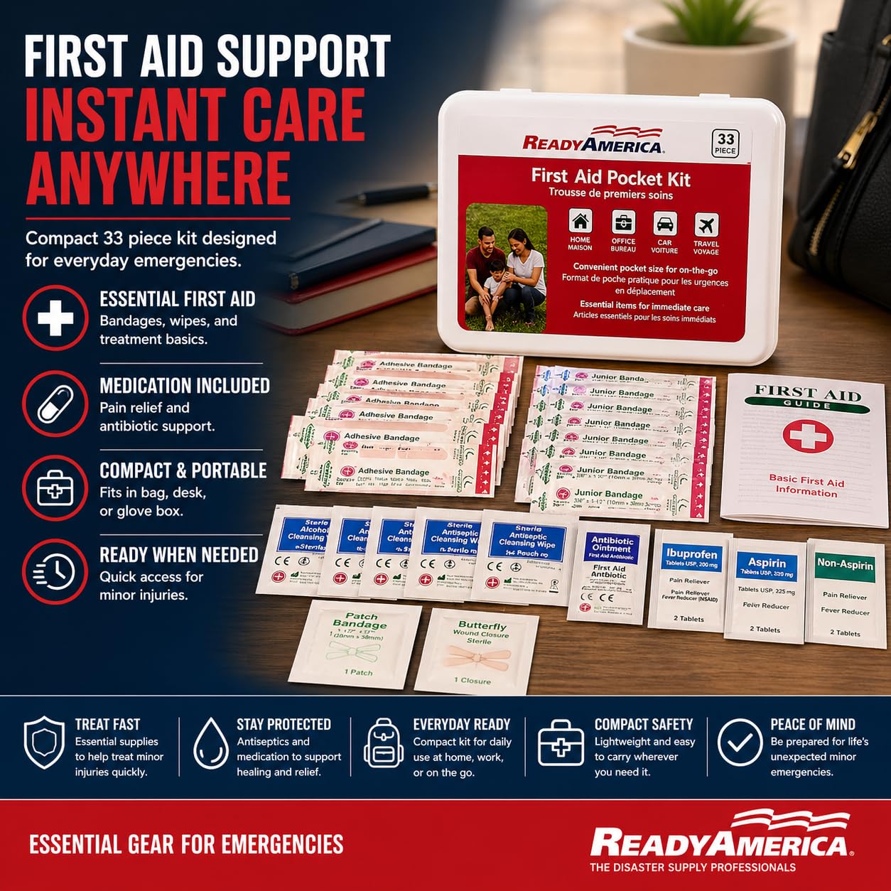 Ready America 70280 72 Hour Emergency Kit, 2-Person, 3-Day Backpack, Includes First Aid Kit