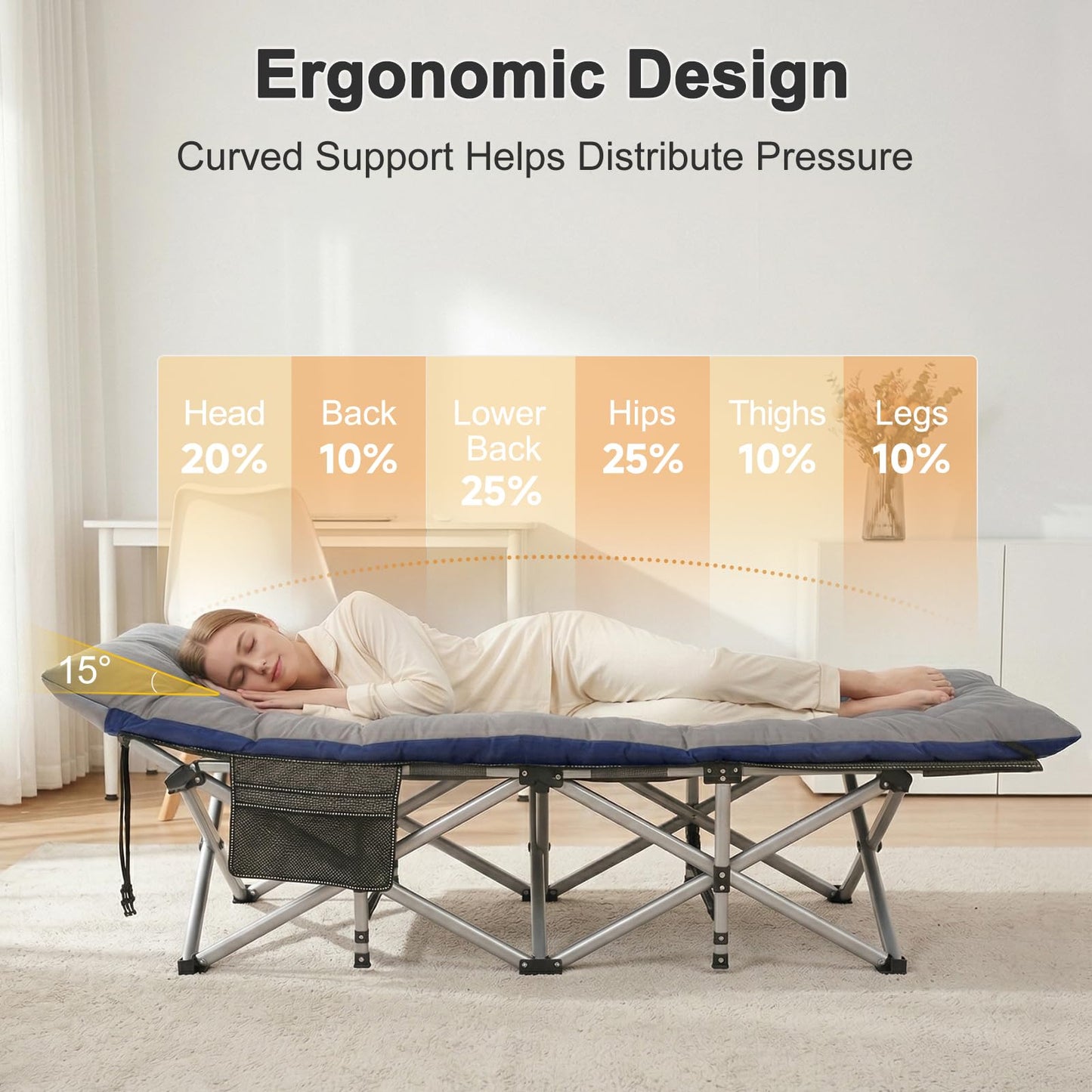 ABORON XXL Camping Cot for Adults, Oversized 78"×32" Folding Camping Bed, 900LBS Heavy Duty Outdoor