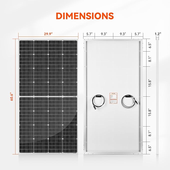 RICH SOLAR 250W 24V 16BB Cell Monocrystalline Solar Panel N-Type Cells High Efficiency Solar Module for RV Trailer Camper Marine Off-Grid