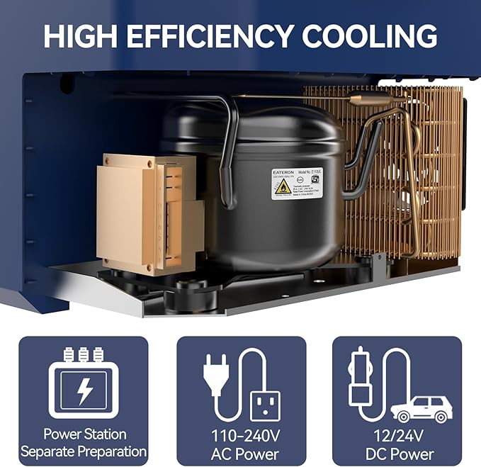 12 Volt Refrigerator Car Fridge Portable 12V 40 Quart Freezer Compressor Cooler 12V/24V DC 110～240 V AC for Truck Van RV Camper SUV and Home Use